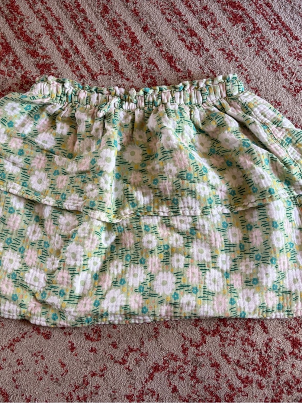 Girl’s Cat & Jack Green and White Floral Tiered Skirt